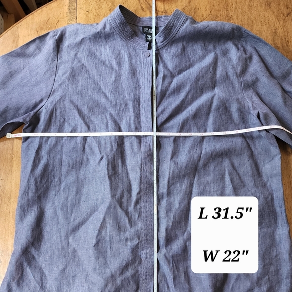 Eileen Fisher Irish Linen jacket shirt pant set L large 12 purple blue NWOT - Picture 4 of 12